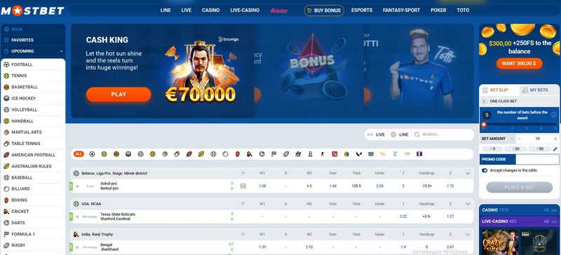 Cashback de 10% na Mostbet